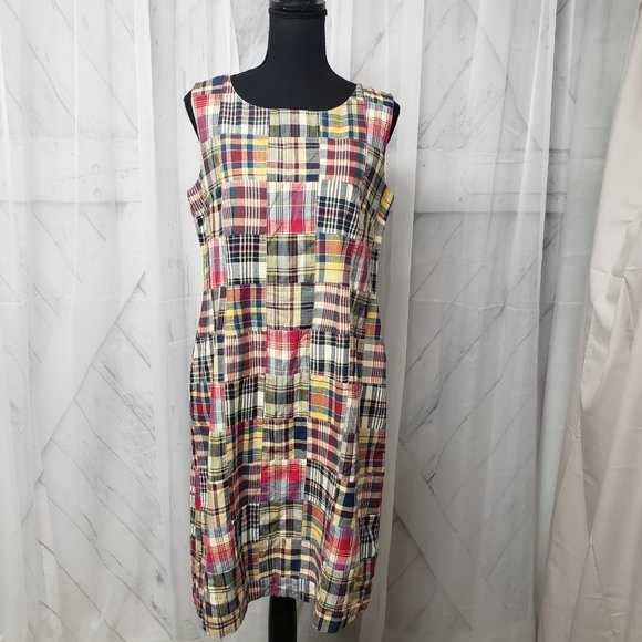 Northystyle Madras Patchwork Plaid Knee Length Sleeveless Dress Size 10 - Picture 11 of 12
